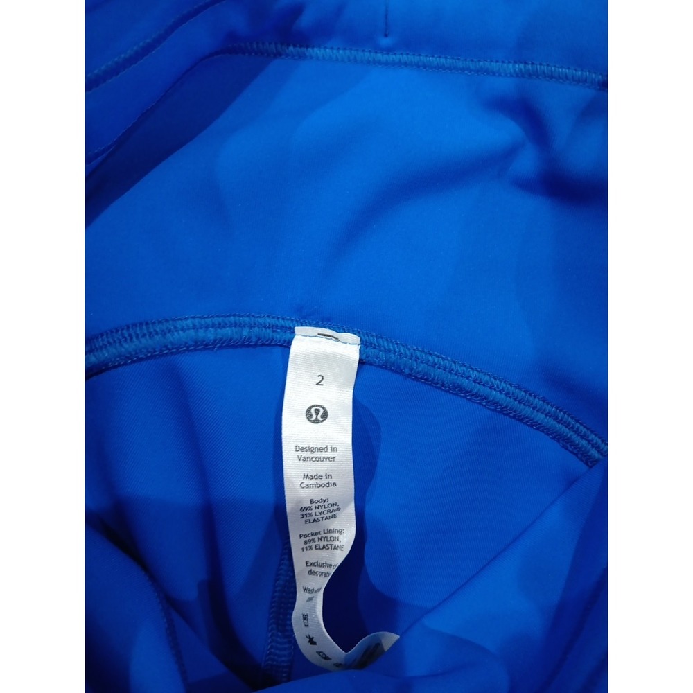 Women's Lululemon Bright Blue Leggings Sz 2 Side Pockets 2651 - Picture 6 of 9